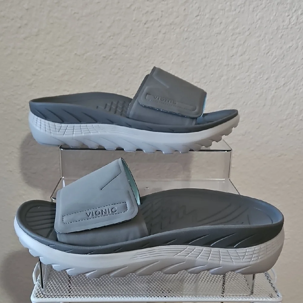 Vionic Unisex Charcoal Slide Sandals Size W 11/ M 9.5